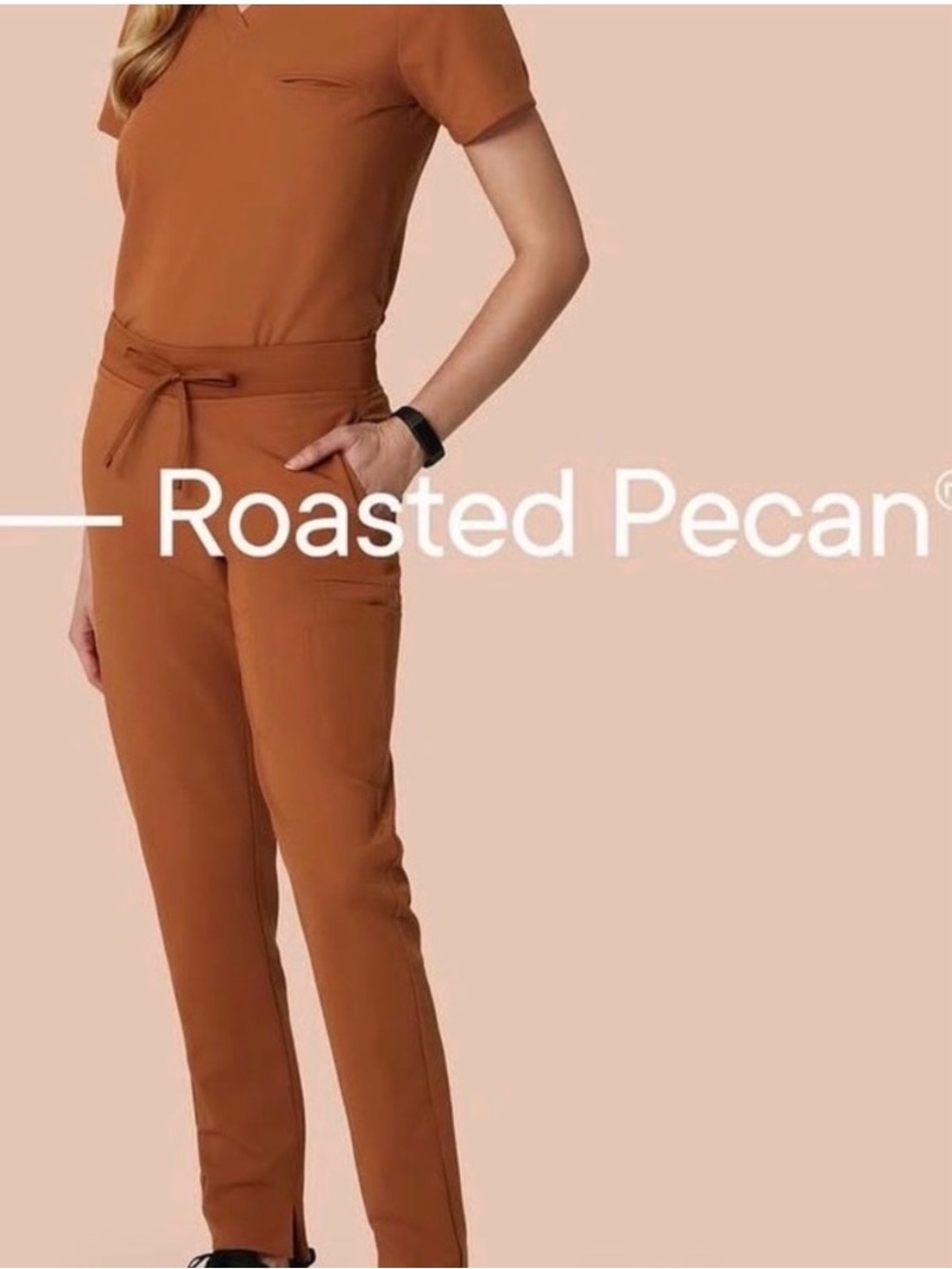 MANDALA Roasted Pecan SCRUB SET medium tall pants 1 pocket top medium